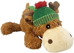 KONG Holiday Christmas Cozie Reindeer Indoor Cuddle Squeaky Plush Seasonal Dog Toy for Medium Dogs