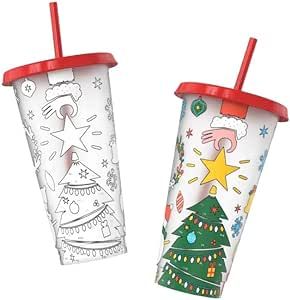 Magical Color Changing Christmas Tumbler Cup with Lid and Straw
