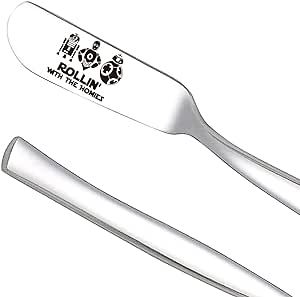 Rollin With The Homies Funny Butter Knife, Engraved Stainless Steel Peanut Butter Spreader Cream Cheese Knives, Novelty Anniversary Christmas Gifts for Sandwich Bread Toast Butter Lover