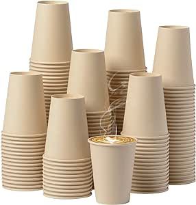 FRUTLE Paper Cups 12 OZ Coffe Cups-Paper Cups for Hot Beverages-Disposable Coffee Paper Cups -Unbleached Hot Cups-Everyday Use Parties Commercial Settings 160Pack