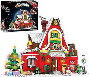 Mibokids 1301+Pcs Christmas House Building Toys Set, Xmas House Large Building Blocks Set, Christmas Decorations Gift Toy Building Sets, Holiday Party Favors Construction Toy for Kids and Adults
