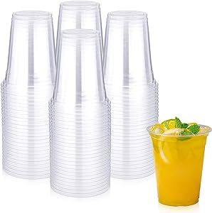 MEOKEY 100 Pack 12 OZ Clear Plastic Cups, Disposable Drinking Cups, Plastic Party Cups for Wedding, Thanksgiving, Christmas,Birthday Parties, Picnics, Ceremonies