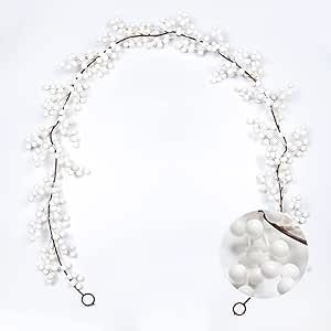 RECUTMS Berry Christmas Garland 6.23FT Artificial Faux White Berry Garland for Decorating Christmas Table Decorations Indoor Winter Home Holiday Fireplace Decor