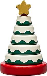 Pearhead Christmas Tree Stack Toy, Holiday Stacking Toy, for Kids, Baby Nursery Holiday Decor, Stacking Rings, Holiday Toys for Kids, Christmas Tree Nursery Decor