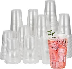 RACETOP 500 pack 9 oz Disposable Plastic Cups, Clear Plastic Cups Tumblers, Plastic Cups Bulk, Transparent for Wedding, Thanksgiving, Birthday, Halloween, Christmas Party