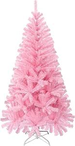 4FT Artificial Christmas Tree, Xmas Pine Tree with Metal Christmas Tree Stand,Pink Christmas Tree for Holiday, Home, Office, Party Decoration