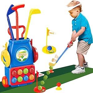 TOY Life Kids Golf Clubs 3-5 Toddler Boys Golf Set Baby & Toddler Plastic Golf Clubs 3-5 Mini Golf Set for Kids Golf Cart Toys Sport Golf Game for Boys Girls Birthday Gift for 3 4 5 6 7 8 Years Old