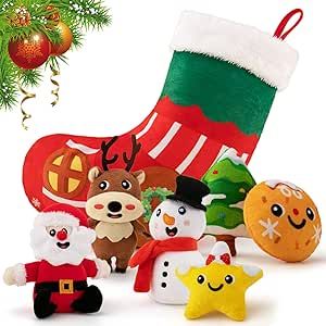 teytoy Christmas Baby Toys Stuffed Animal Plush Toy, Cute Baby Christmas Stocking with Santa Claus Snowman Christmas Gift & Decoration for Babies, Kids, Toddlers, Holiday Xmas Party Fireplace