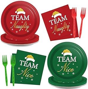 30 Guests Christmas Party Supplies Paper Plates Napkins Forks Tableware Set Disposable Holiday Seasonal Xmas Party Team Nice Dinner Dessert Plate Decoration for Kids Children,90Pcs