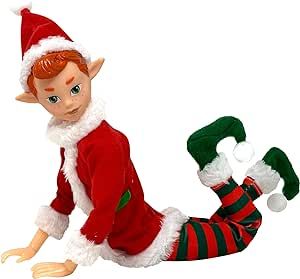 The Original Elf Christmas Dolls, 12" Christmas Elf Doll, Toy Elf for Kids or Decor, Mini Toy Elf Dolls for Christmas, Christmas Elf Decorations, Poseable Little Elf Shelf Sitters with Dangling Legs