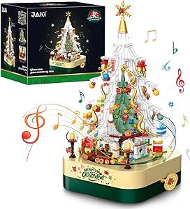 JAKI Christmas Tree Building Kits, DIY Christmas Tree Brick Music Box Toys STEM Educational Learning Science Building for 8+ Year Old Kids Boys Girls (588+Pieces)
