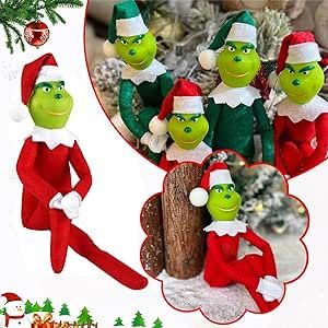 nicwoke 12.6'' Red and Green Christmas Monster Plush Toy, Christmas Stuffed Figures Doll for Kids and Christmas Decorations