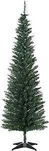 HOMCOM 6' Artificial Pencil Christmas Tree, Slim Xmas Tree with 390 Realistic Branch Tips and Plastic Stand, Green