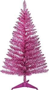 leheyhey Artificial Christmas Tree 4FT Includes Brackets, Sequin Leaves Suitable for Christmas Party Decoration, Small and Easy to Assemble, Occupying Small Space (Pink)
