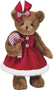 Bearington Christa Cane Christmas Stuffed Animal, 14 Inch, Christmas Teddy Bear Plush