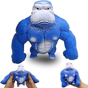 Large Squishy Gorilla Toy Figure,Soft Rubber Monkey Toy for Children and Adults,Stretchy Gorilla Stress Toy for Stress Relief and ADHD Autism,Sensory Monkey Toy Gift for Birthday,Christmas(Blue)