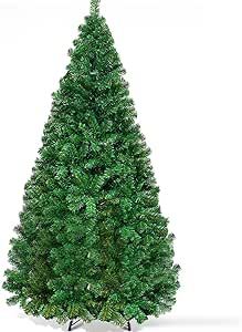 Goplus 6ft Artificial Christmas Tree, Unlit Christmas Pine Tree with 650 PVC Branch Tips, Foldable Metal Stand, Indoor Xmas Full Tree for Office Home Store Party Holiday Decor