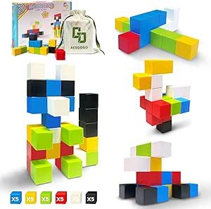 AESGOGO Magnetic Blocks Toys for Kids Ages 3-5, STEM Building Cubes for 3 4 5 6 7 8 Year Old Boys Girls Toddlers, Preschool Sensory Magnet Toy Christmas Birthday Gifts for Kids.
