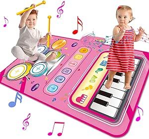 Toys for 1 Year Old Girl Gifts,2 in 1 Piano Mat Montessori Toys for 1 2 Year Old Girl,Educational Musical Toy First Birthday Gifts for 1 2 3 Year Old Girls,Christmas Stocking Stuffers for Toddler Girl
