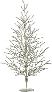 40 Inch Tinsel Christ mas Tree Antique Silver - 3.33 Foot Tinsel Pine Tree