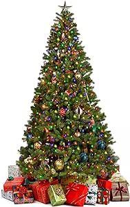 Juegoal 6 ft Artificial Christmas Tree Upgrade with 300 LED Multicolor String Lights (NOT Pre-Strung), 8 Lighting Modes Fake Xmas Tree with Durable Metal Legs, 850 Tips