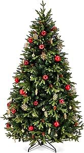 7.5ft Artificial Christmas Tree Holiday Xmas Tree w/ 1,400 Branch Tips, Christmas Tree Decorations, Christmas Tree Stand Metal Hinges & Foldable Base, Easy Assembly for Home, Office, Party Decoration…