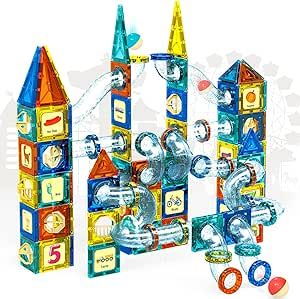 Jade Hare Magnet Tiles Construction Set, 168PCS Magnetic Tiles Kids Toys STEM Magnet Toys for Toddler Magnetic Block, Educational Building Toys for Boys Girls 3+ Birthday Gifts, Christmas Toy