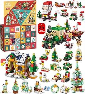 Christmas Building Blocks Set 1123 Pieces Advent Calendar 2023, 24 in 4 Christmas Countdown Building Toys for Kids, 24 Collectible Surprises for Boys & Girls