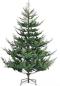 HOMCOM 6 Foot Artificial Christmas Tree, Pine Hinged Xmas Tree with 795 Realistic Branches, Steel Base, Auto Open, Green