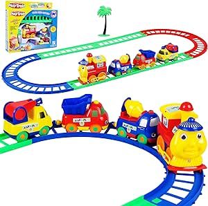 Train Set for Toddlers, Car Track Toy, Train Toys for Boys Girls, Include 8 Tracks 4 Cars and a Tree, Toy Gifts for 3 4 5 6 Year Old Toddlers Kids