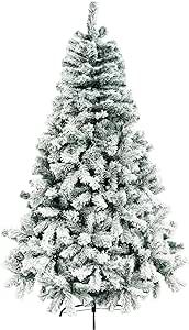 MuRealy 5FT Artificial Holiday Christmas Tree - New Version Snow Flocked Slim Skinny Christmas Tree, for Home, Office, Party Decoration, 480 Branch Tips, Easy Assembly, Metal Hinges & Foldable Base