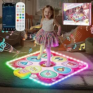 LFSMVT LED Dance Mat, Dance Game Toy Gift with Built-in Lights, APP, 5 Game Modes & Music, Light up Kids Touch Sensitive Dance Pad Music Playmat, Christmas & Birthday Gift for Kids Girls Age 3-12
