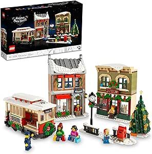 LEGO Holiday Main Street Building Set 10308, for Adults and Family, Christmas Village Building Kit, Holiday Display Set with Shops, Streetcar and 6 Minifigures, Christmas Decoration to Build Together