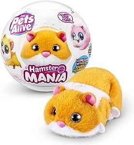 Pets Alive Hamstermania (Orange) by ZURU Hamster, Electronic Pet, 20+ Sounds Interactive, Hamster Ball Toy for Girls and Children