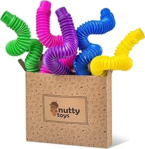 Nutty Toys Jumbo XXL Pop Tubes Sensory Toys, Fine Motor Skills Learning Baby Toddler Toy, Top ADHD & Autism Fidget 2023 for Kids Best Preschool Gifts Idea Unique Boy & Girl Christmas Stocking Stuffers
