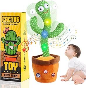 Baby Toys Talking Cactus Toy Dancing Singing Mimicking Recording Moving Educational with 120 English Songs 6-12 Months Old Toddler Boy Girl Newborn Christmas Birthday Light Up Plush Sensory Gifts
