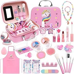 Toys for Girls-Kids Makeup Kit for Girl,29PCS Real Washable Kids Toys for Girls Age 2 3 4 5 6 7 8 9 10 11 Year Old,Princess Christmas Birthday Ideas Unicorns Gifts for Girls with Dress Up Jewelry Set