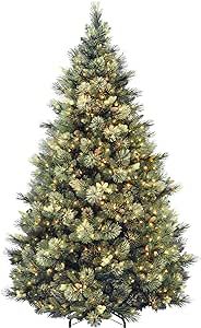National Tree Company Carolina Pine 7.5 Foot Artificial Holiday Prelit Christmas Tree w/750 Clear Lights, Pinecones, 1399 Branch Tips and Metal Stand