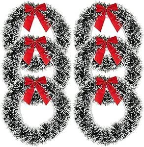 6 Christmas Wreath for Front Door with Red Bow 13" Winter Decoration Wall Decor Hanging Wreaths Kitchen Decorations Artificial Home Decor Holiday Indoor Window
