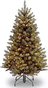 National Tree Company Pre-Lit Artificial Full Christmas Tree, Green, North Valley Spruce, White Lights, Includes Stand, 4.5 Feet